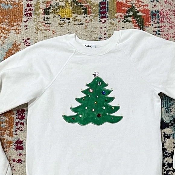 Vintage 1980s Christma Tree Ugly Xmas 80s Sweater Sweatshirt - Picture 2 of 8